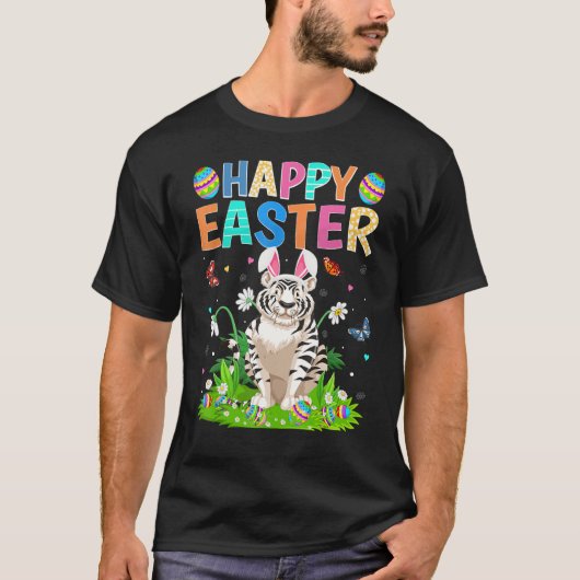 Happy Easter Bunny Egg Funny White Tiger Easter Su T-Shirt (Vorderseite)