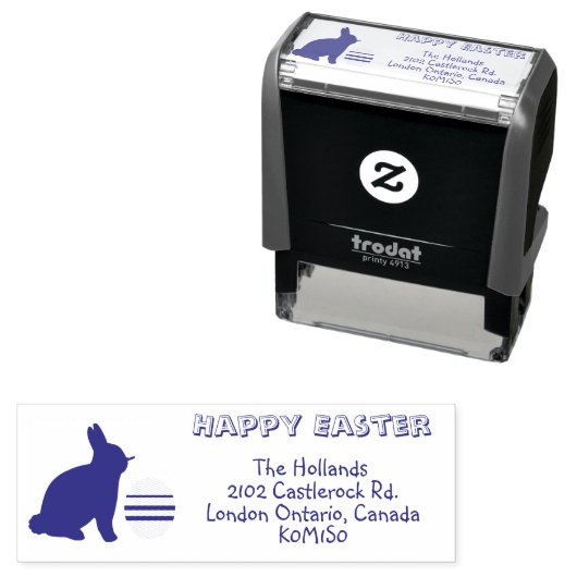 Happy Easter Bunny & Egg Return Address Permastempel (Beispiel)