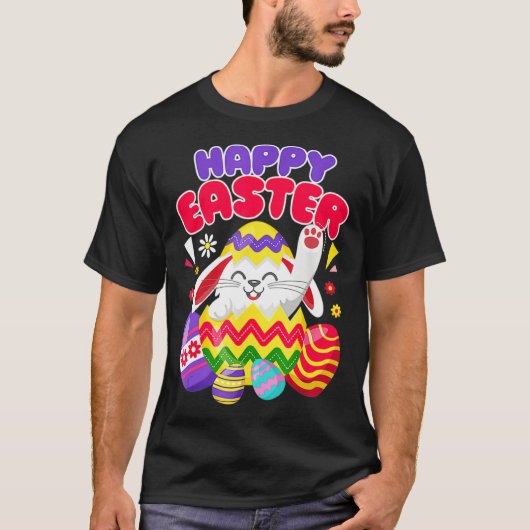 Happy Easter Bunny Eggs Basket Cute Rabbit Men Wom T-Shirt (Vorderseite)