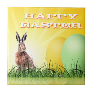 HAPPY EASTER - Bunny & Eggs Fliese