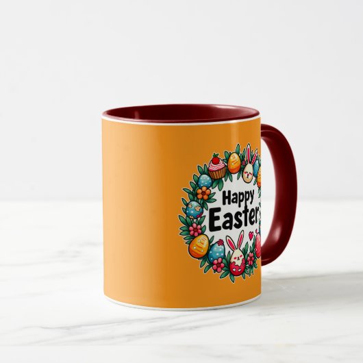 Happy Easter – Bunny & Eggs Illustration caneca Tasse (VorderseiteRechts)