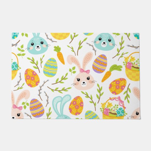 Happy Easter Bunny Eggs, Spring Pattern Gift Fußmatte (Vorderseite)