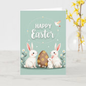 Happy Easter Bunny Family Card Karte (Gelbe Blume)