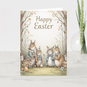 Happy Easter Bunny Family Vintag Storybook Feiertagskarte