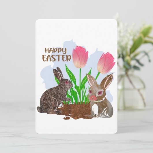 Happy Easter Bunny Feiertagskarte (Stehend Vorderseite)