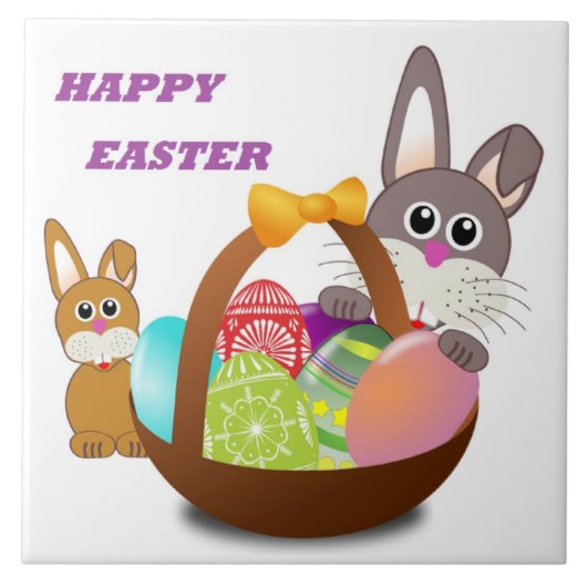 "HAPPY EASTER" BUNNY FLIESE (Vorderseite)