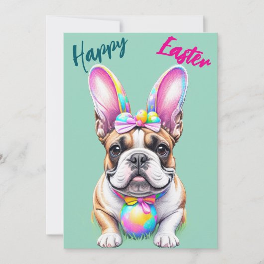  Happy Easter Bunny French Bulldog Feiertagskarte (Vorderseite)
