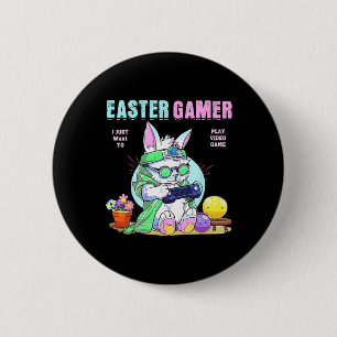 Happy Easter Bunny Funny Gamer Video Game Boys Gir Button