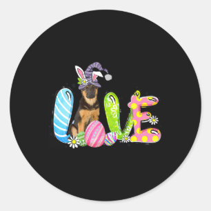 Happy Easter Bunny German Shepherd Hund Ei Liebe E Runder Aufkleber