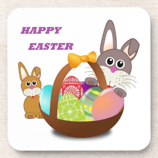 "HAPPY EASTER" BUNNY GETRÄNKEUNTERSETZER (Vorderseite)
