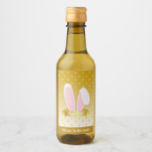 Happy Easter Bunny Golden Blue Mini Weinkeller Set Weinetikett (Vorderseite)