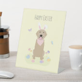 Happy Easter Bunny Golden Retriever Weinkarte Sockelschild (In SItu)