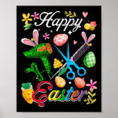 Happy Easter Bunny Hair Stylist Tools Job Team Hun Poster (Vorne)
