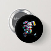 Happy Easter Bunny Hockey Rabbit Men Women Kid (1) Button (Vorne & Hinten)