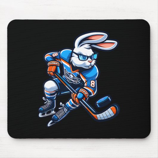 Happy Easter Bunny Hockey Rabbit Men Women Kid  Mousepad (Vorne)