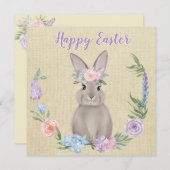 Happy Easter Bunny in Watercolor Flowers (Vorne/Hinten)