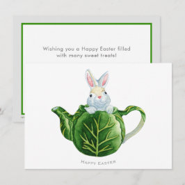 Happy Easter Bunny Lettuce Teapot Feiertagskarte