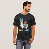 Happy Easter Bunny Llama Bringing Easter Eggs Bask T-Shirt (Vorne ganz)