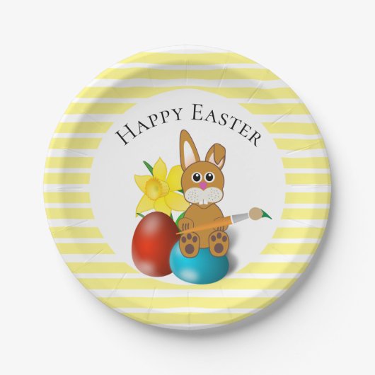 Happy Easter Bunny mit Holiday Eggs Party Pappteller (Vorderseite)
