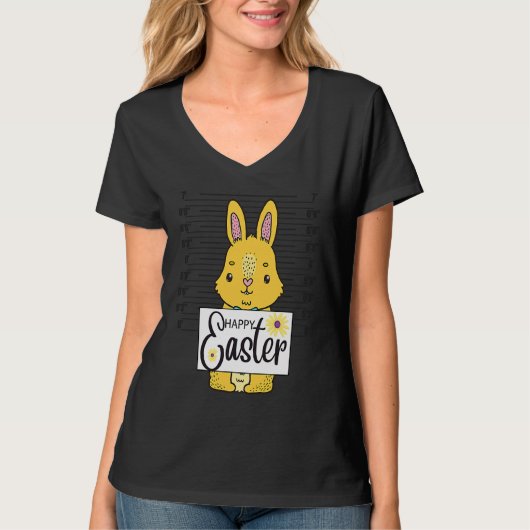 Happy Easter Bunny Mugshot Rabbit Easter Day Cute T-Shirt (Vorderseite)