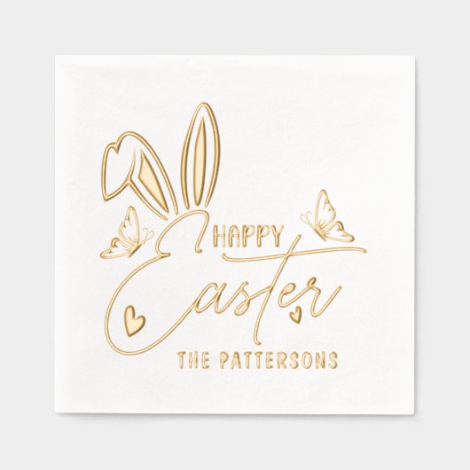 Happy Easter Bunny Oars Script Personalisierter Na Servietten Mit Folie (Vorderseite)