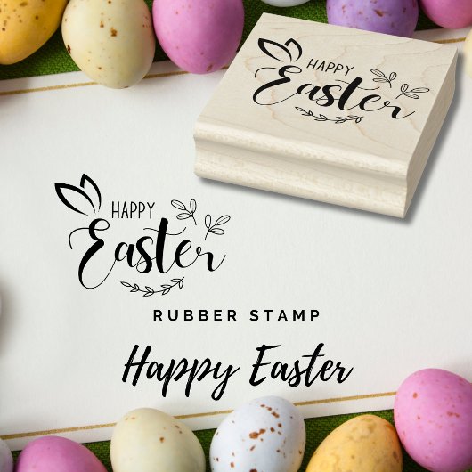 Happy Easter Bunny Oars Script Rubber Briefmarke Gummistempel