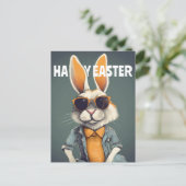 Happy Easter Bunny Orange Sunglasses Funny Postkarte (Stehend Vorderseite)