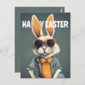 Happy Easter Bunny Orange Sunglasses Funny Postkarte (Vorne/Hinten)