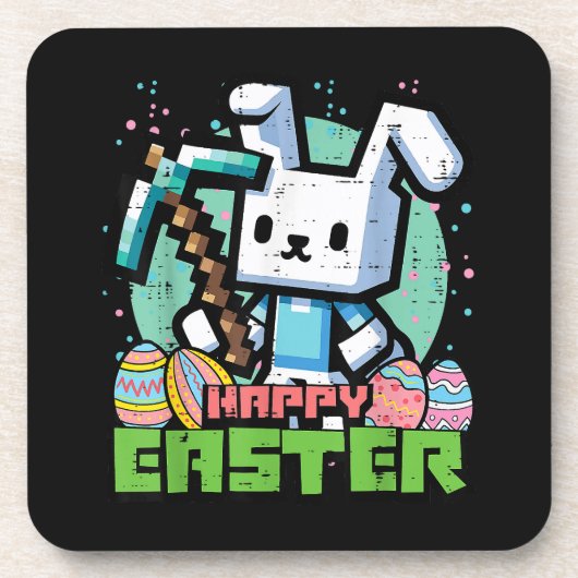 Happy Easter Bunny Pixel Game  Getränkeuntersetzer (Vorderseite)