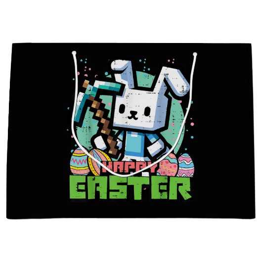 Happy Easter Bunny Pixel Game  Große Geschenktüte (Vorderseite)