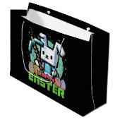 Happy Easter Bunny Pixel Game  Große Geschenktüte (Vorderseite Schrägansicht)