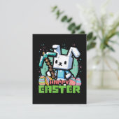 Happy Easter Bunny Pixel Game  Karte (Stehend Vorderseite)