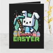 Happy Easter Bunny Pixel Game  Karte (Gelbe Blume)