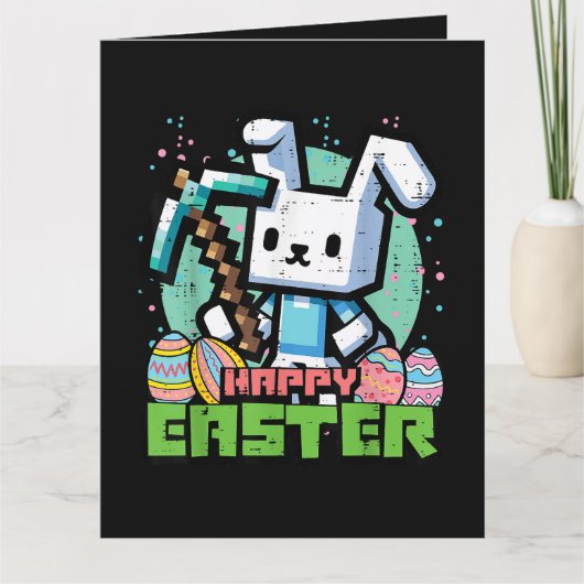 Happy Easter Bunny Pixel Game  Karte (Vorderseite)