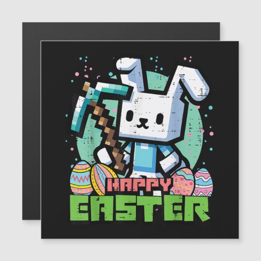 Happy Easter Bunny Pixel Game  Magnetkarte (Vorne/Hinten)