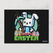 Happy Easter Bunny Pixel Game  Postkarte (Rückseite)