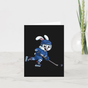 Happy Easter Bunny Playing Ice Hockey Ostersport Karte