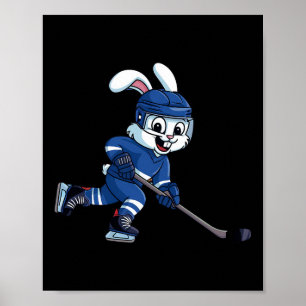 Happy Easter Bunny Playing Ice Hockey Ostersport Poster