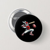 Happy Easter Bunny Playing Sell Ostersport Kinder Button (Vorne & Hinten)