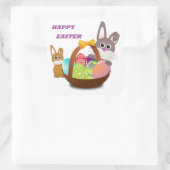 "HAPPY EASTER" BUNNY QUADRATISCHER AUFKLEBER (Tasche)