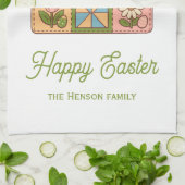 Happy Easter Bunny Quilt Pattern Family  Geschirrtuch (Gefaltet)