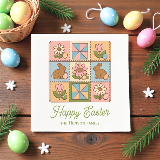 Happy Easter Bunny Quilt Pattern Family Serviette