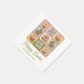 Happy Easter Bunny Quilt Pattern Family Serviette (Ecke)
