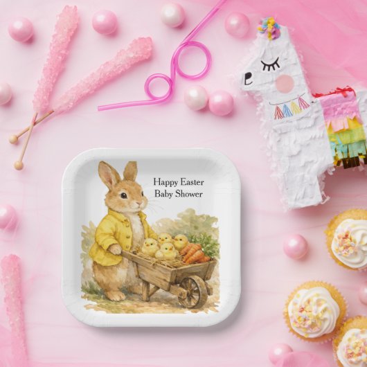 Happy Easter Bunny Rabbit Baby Shower Pappteller (Party)
