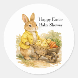 Happy Easter Bunny Rabbit Baby Shower Runder Aufkleber