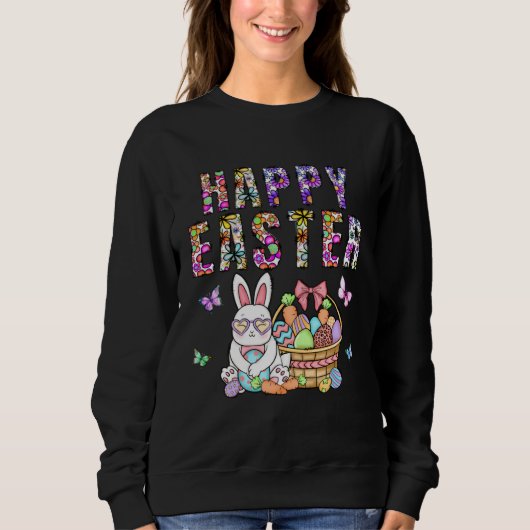 Happy Easter Bunny Rabbit Face Easter Day Women G Sweatshirt (Vorderseite)