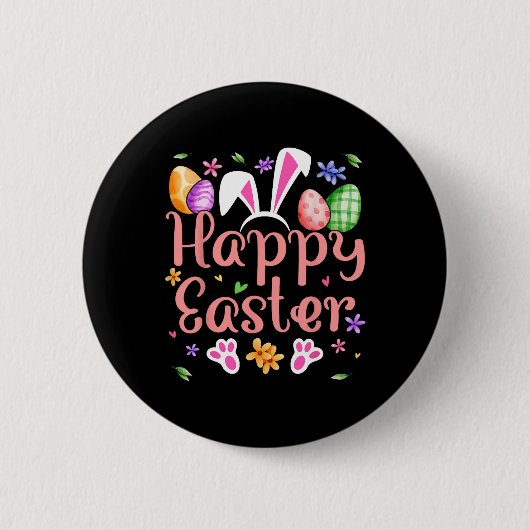 Happy Easter Bunny Spring Ostereier Osterfeier Shi Button (Vorderseite)