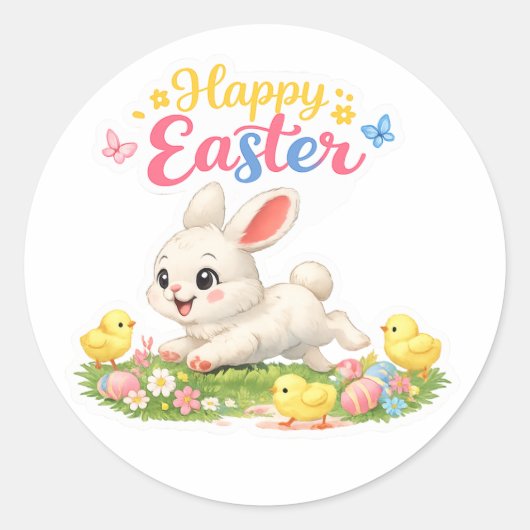 Happy Easter Bunny Sticker – Cute Spring Design wi (Vorderseite)
