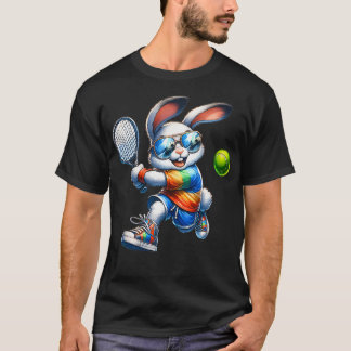 Happy Easter Bunny Tennis Player Lover Sport Rabbi T-Shirt