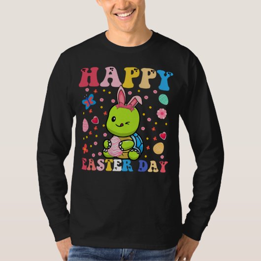 Happy Easter Bunny Turtle Easter Day Groovy T-Shirt (Vorderseite)
